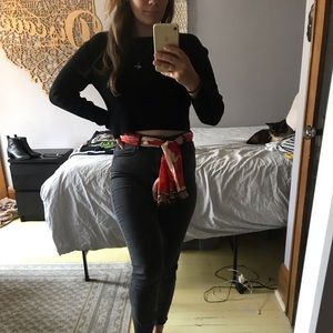 Black sweater crop top